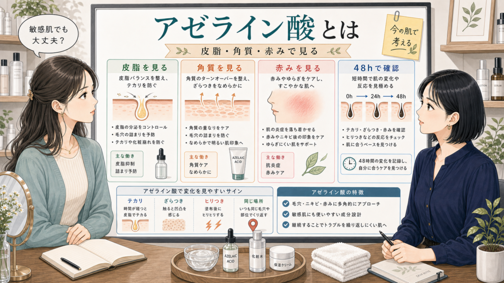 アゼライン酸とは何かを皮脂角質赤みで比較するChocobraラボの相談ボード