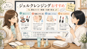 ジェルクレンジングがおすすめな人を薄めメイク乾燥小鼻で整理する1433基準イラストボード