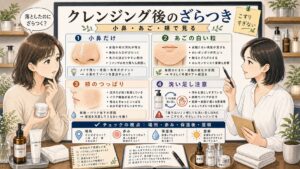 クレンジング後のざらつきを小鼻、あご、頬、洗い足し注意で整理するアイキャッチ