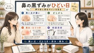 鼻の黒ずみがひどい日に押す前に悪化サインを見るアイキャッチ