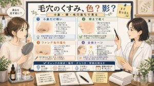 毛穴のくすみを小鼻の影や頬の乾きやファンデ毛穴落ちで見分ける1433基準の相談ボード型アイキャッチ