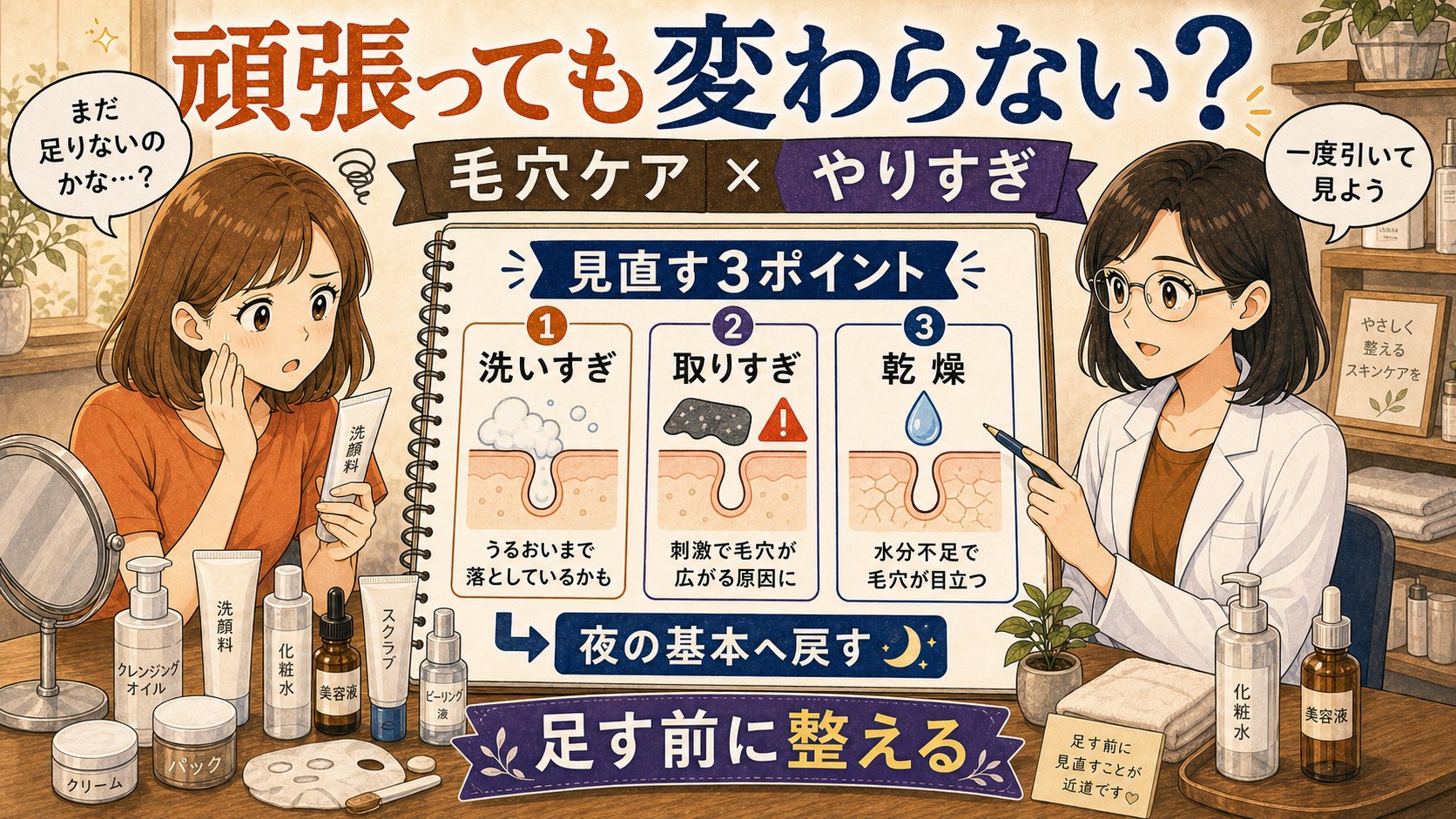 毛穴ケアを頑張っても変わらない理由とやりすぎを防ぐ見直し方を整理するChocobraアイキャッチ