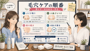 20代女性の毛穴ケア順番を落とす・ゆるめる・守るで整理する解説アイキャッチ