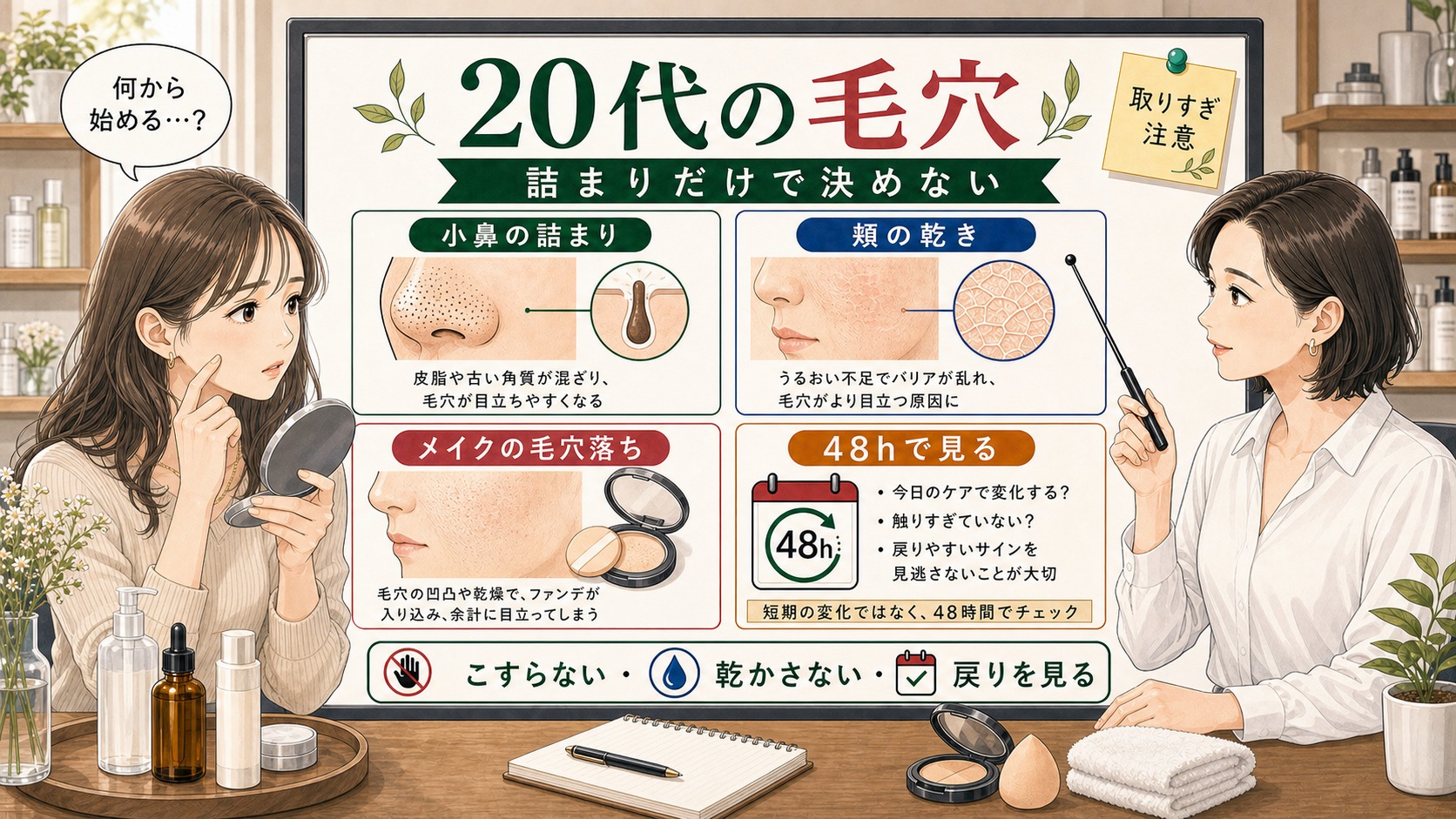 20代女性の毛穴を詰まりだけで決めない見分け方