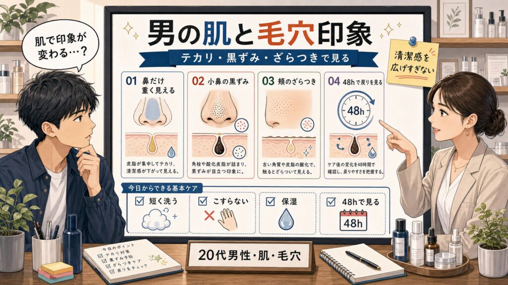 20代男性が肌の毛穴と清潔感の見え方を整理する解説アイキャッチ