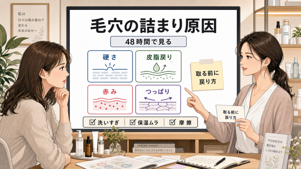 毛穴の詰まり原因を48時間の戻り方で整理する相談ボード