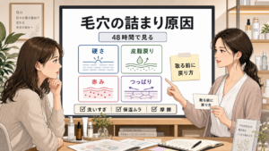 毛穴の詰まり原因を48時間の戻り方で整理する相談ボード