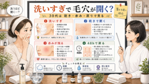 洗いすぎで毛穴が開くように見える理由を30代女性の乾きと赤みで整理する相談ボード