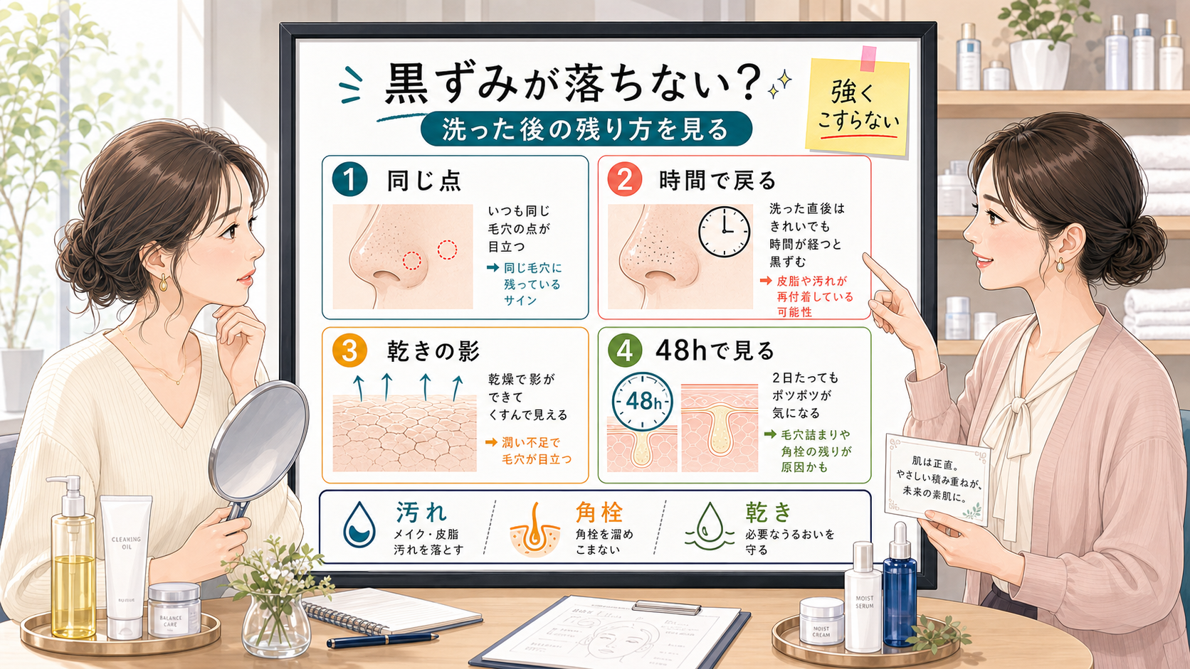 クレンジングで黒ずみが落ちない30代女性の残り方を整理する相談ボード