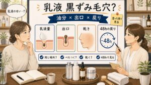 乳液で黒ずみ毛穴が気になる時に油分と毛穴出口と48時間の戻り方を整理するChocobraラボの相談ボード