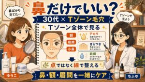 30代のTゾーン毛穴ケアで鼻だけでなく額と眉間も見る理由を整理するChocobraアイキャッチ