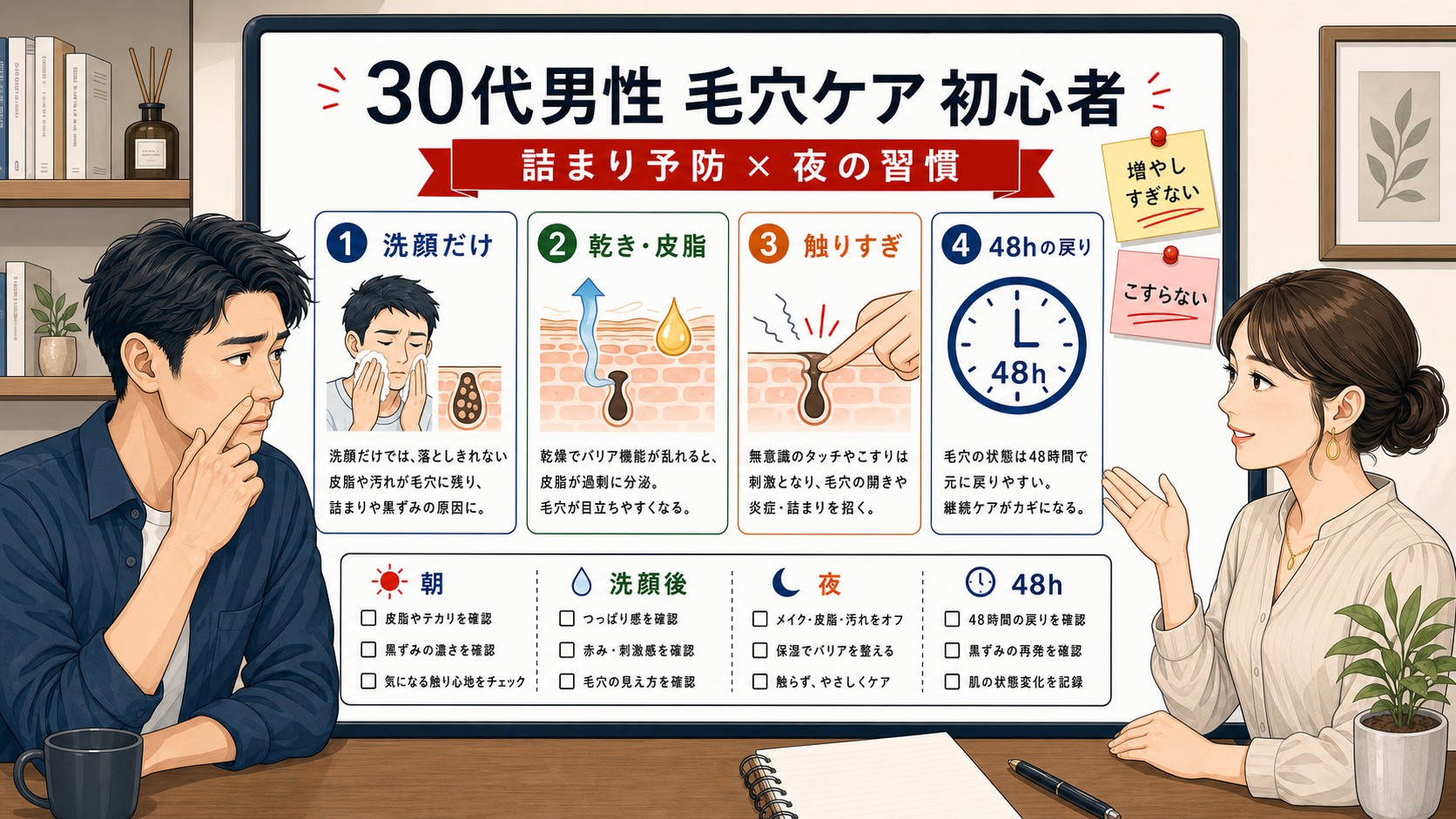 30代男性の毛穴詰まり原因と初心者ケアを見分ける1433基準の図解