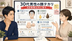 30代男性の顔テカリと皮脂酸化を48時間で戻す1433基準の図解