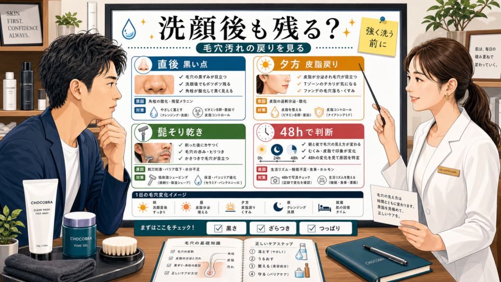 洗顔しても毛穴の汚れが取れない原因を整理する相談ボード