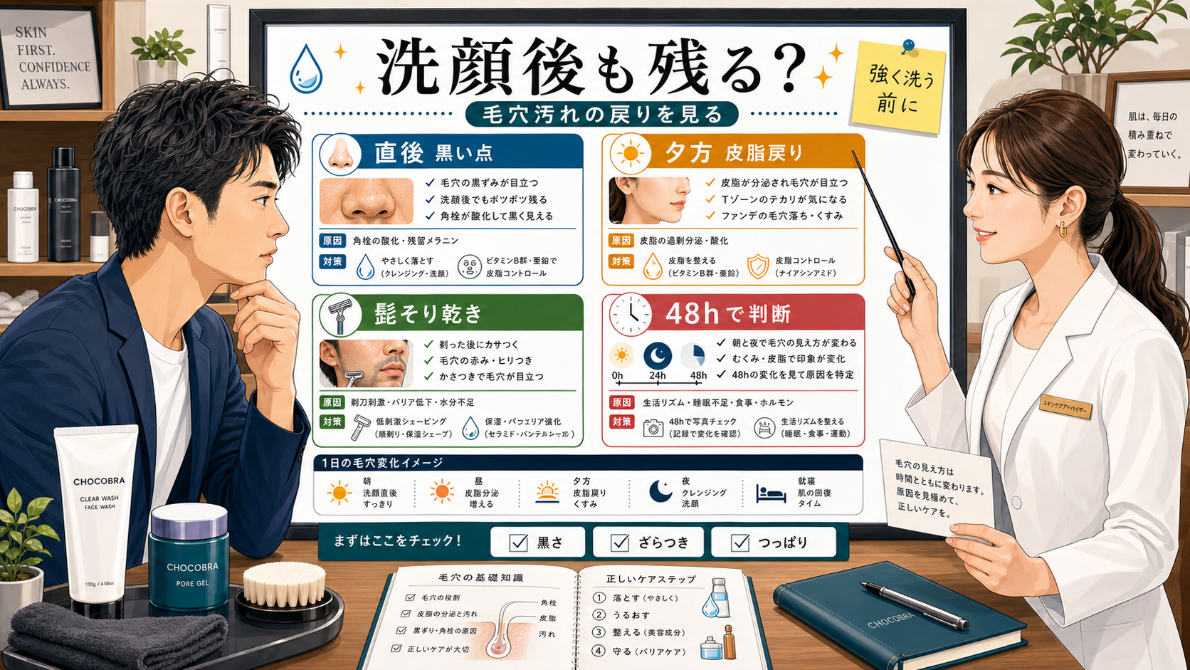 洗顔しても毛穴の汚れが取れない原因を整理する相談ボード