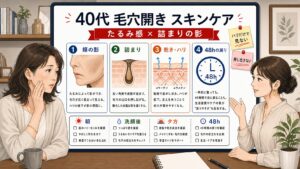 40代女性の毛穴開きと詰まりの影を見分ける1433基準の図解