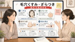 40代女性の毛穴くすみとざらつきを流れで見分ける1433基準の図解