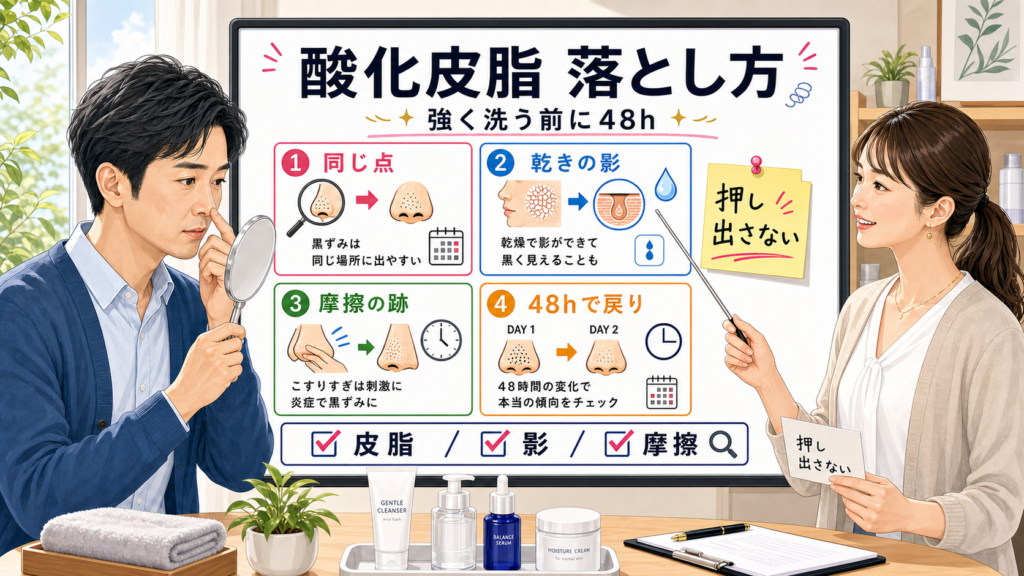 酸化した皮脂の落とし方を40代男性向けに48時間で整理する相談ボード
