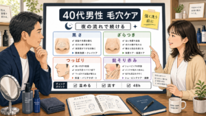 40代男性の毛穴ケアを夜の流れで整理する相談ボード