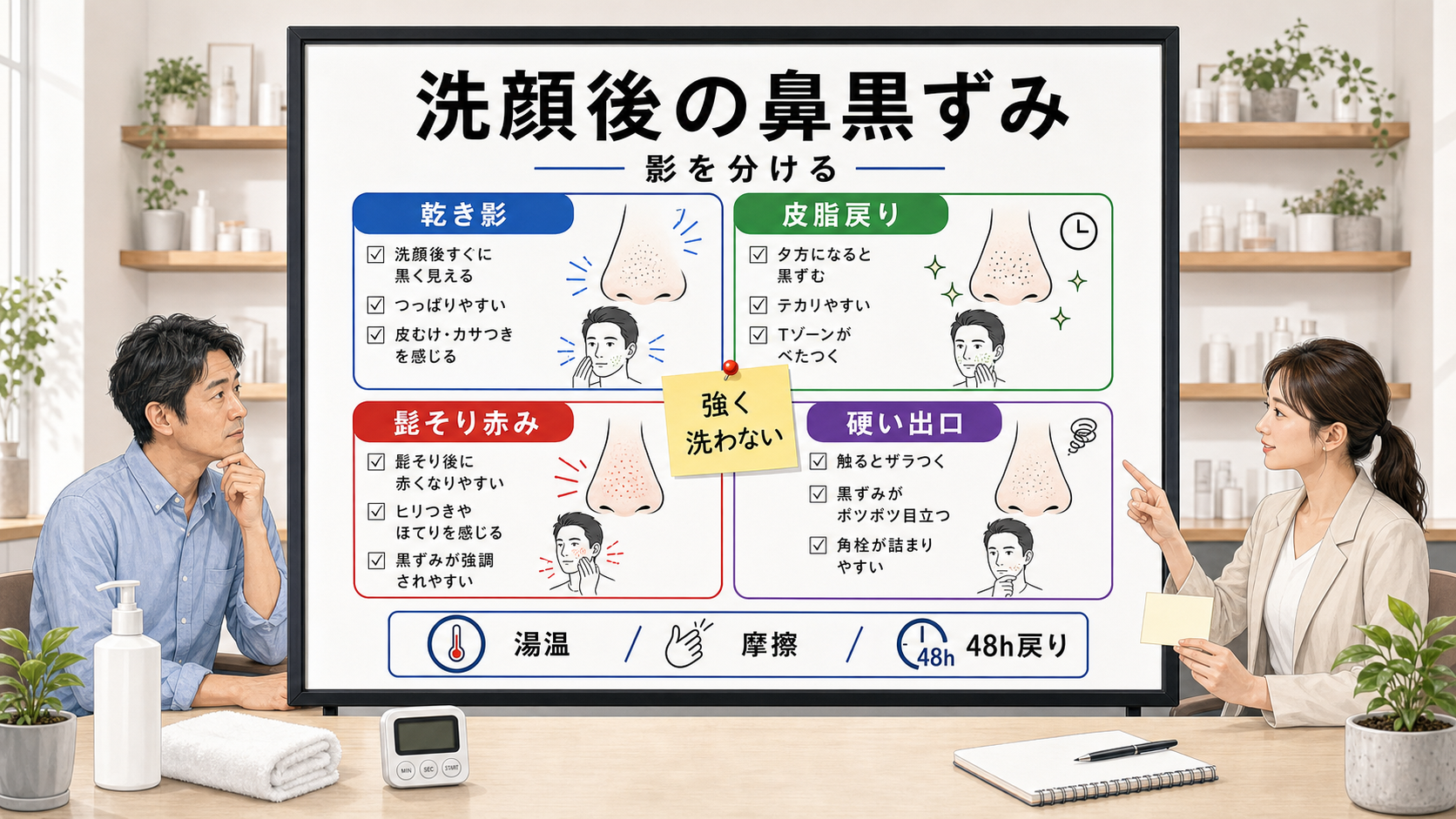 洗顔後の鼻の黒ずみと影の見分け方を整理する相談ボード