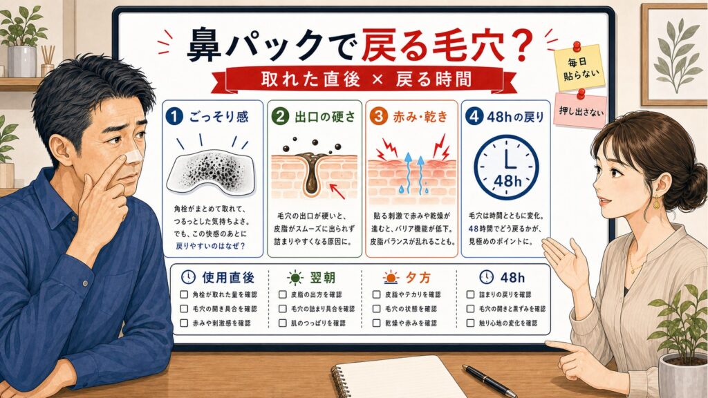 40代男性の鼻パック後に戻る毛穴を48時間で見分ける1433基準の図解