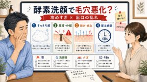 40代男性の酵素洗顔による毛穴悪化と攻めすぎを見分ける1433基準の図解