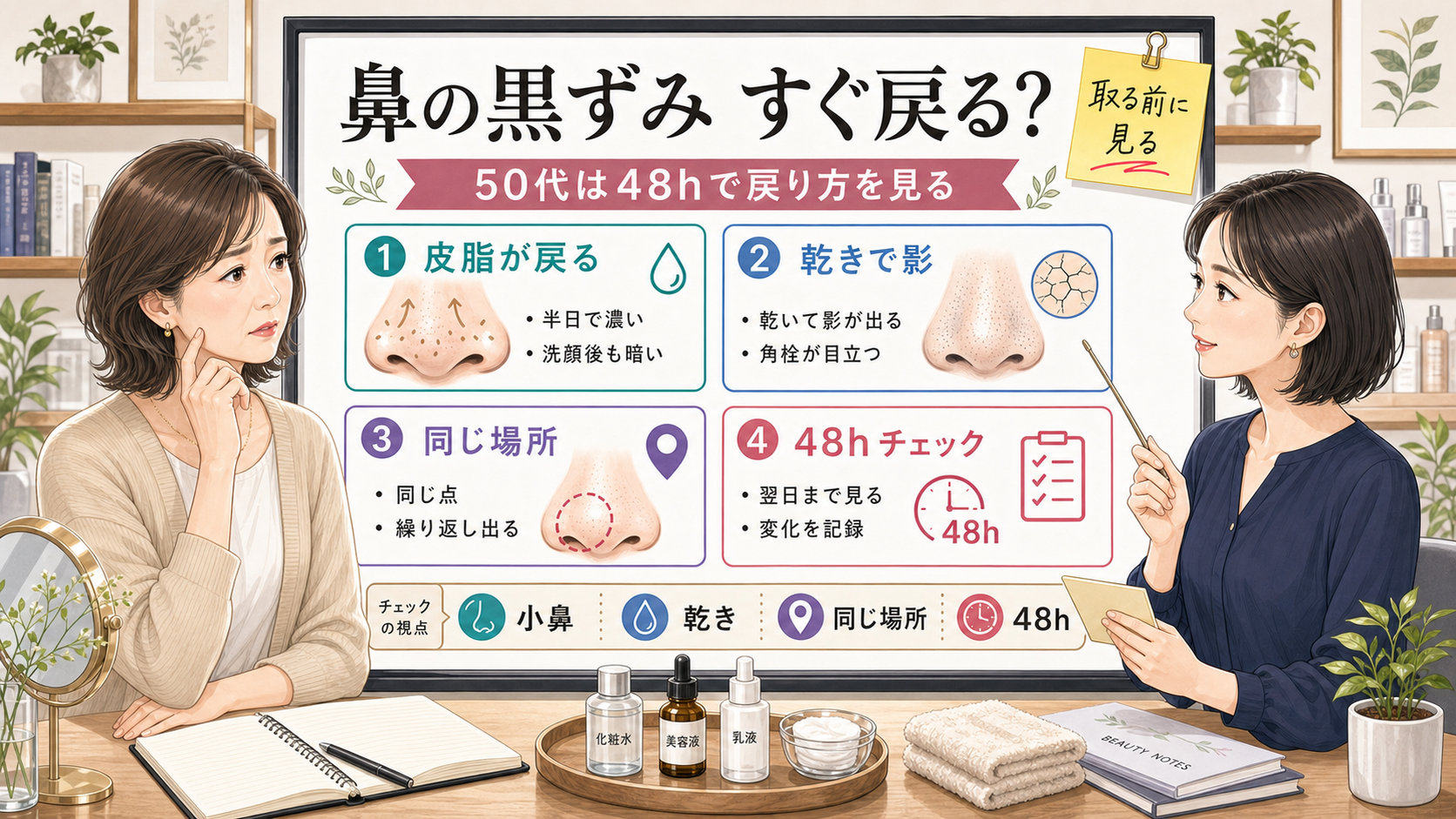 鼻の黒ずみがすぐ戻る時に50代の48時間の戻り方を見分ける相談ボード