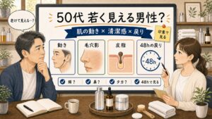 50代で若く見える男性の印象を肌の動きと毛穴影と48時間の戻り方で整理するChocobraラボの相談ボード