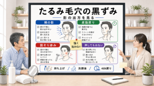 たるみ毛穴の黒ずみと影の出方を整理する相談ボード