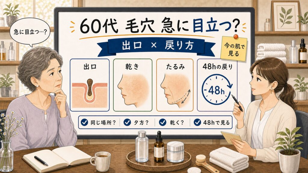 60代女性の毛穴が急に目立つ理由を出口詰まりと48時間の戻り方で整理するChocobraラボの相談ボード