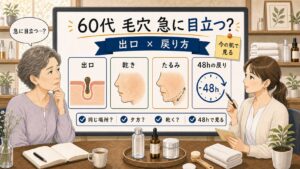 60代女性の毛穴が急に目立つ理由を出口詰まりと48時間の戻り方で整理するChocobraラボの相談ボード