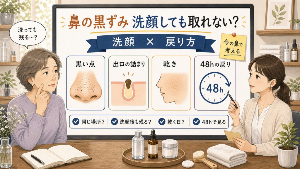 鼻の黒ずみが洗顔しても取れない理由をChocobraラボの判断ボードで整理する1433基準の図解