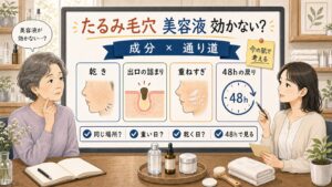たるみ毛穴に美容液が効かない理由をChocobraラボの判断ボードで整理する1433基準の図解