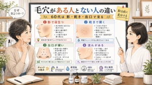毛穴がある人とない人の違いを60代の影・乾き・出口で見分ける相談ボード
