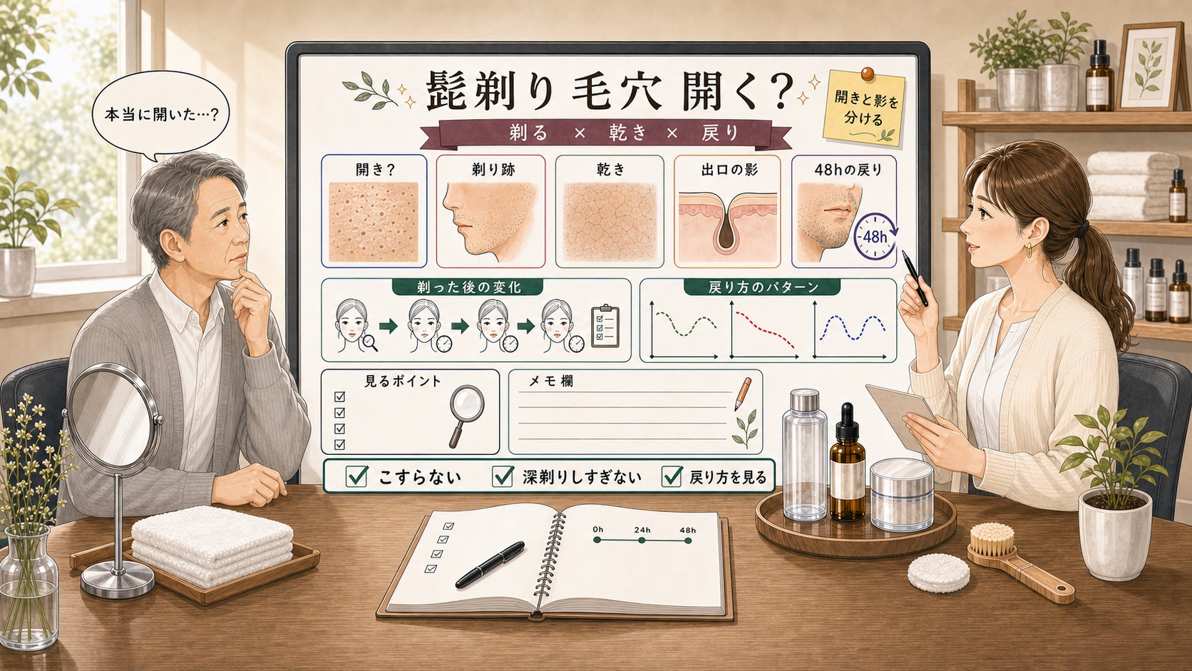 60代男性の髭剃り後に毛穴が開いて見える理由を剃り跡と乾きと出口の影と48時間の戻り方で整理するChocobraラボの相談ボード