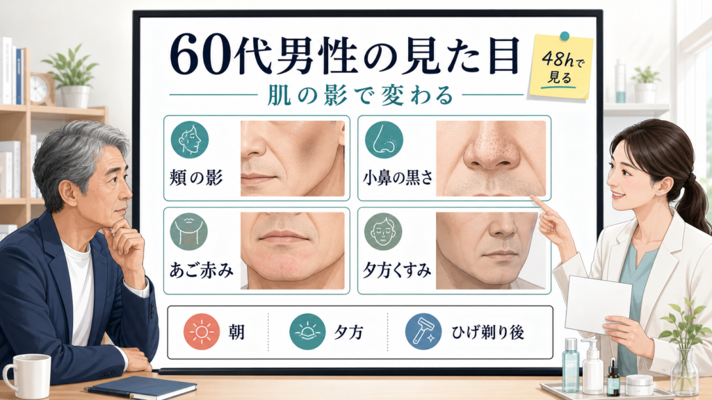 60代男性の見た目を肌の影で見分ける相談ボード
