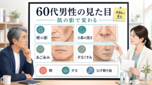 60代男性の見た目を肌の影で見分ける相談ボード
