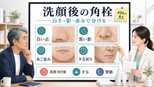 洗顔後に残る角栓を白さ影赤みで分ける相談ボード