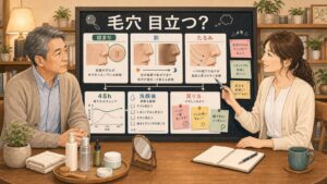 60代男性の毛穴目立ちを詰まりと影とたるみと48時間の戻り方で整理するChocobraラボの相談ボード