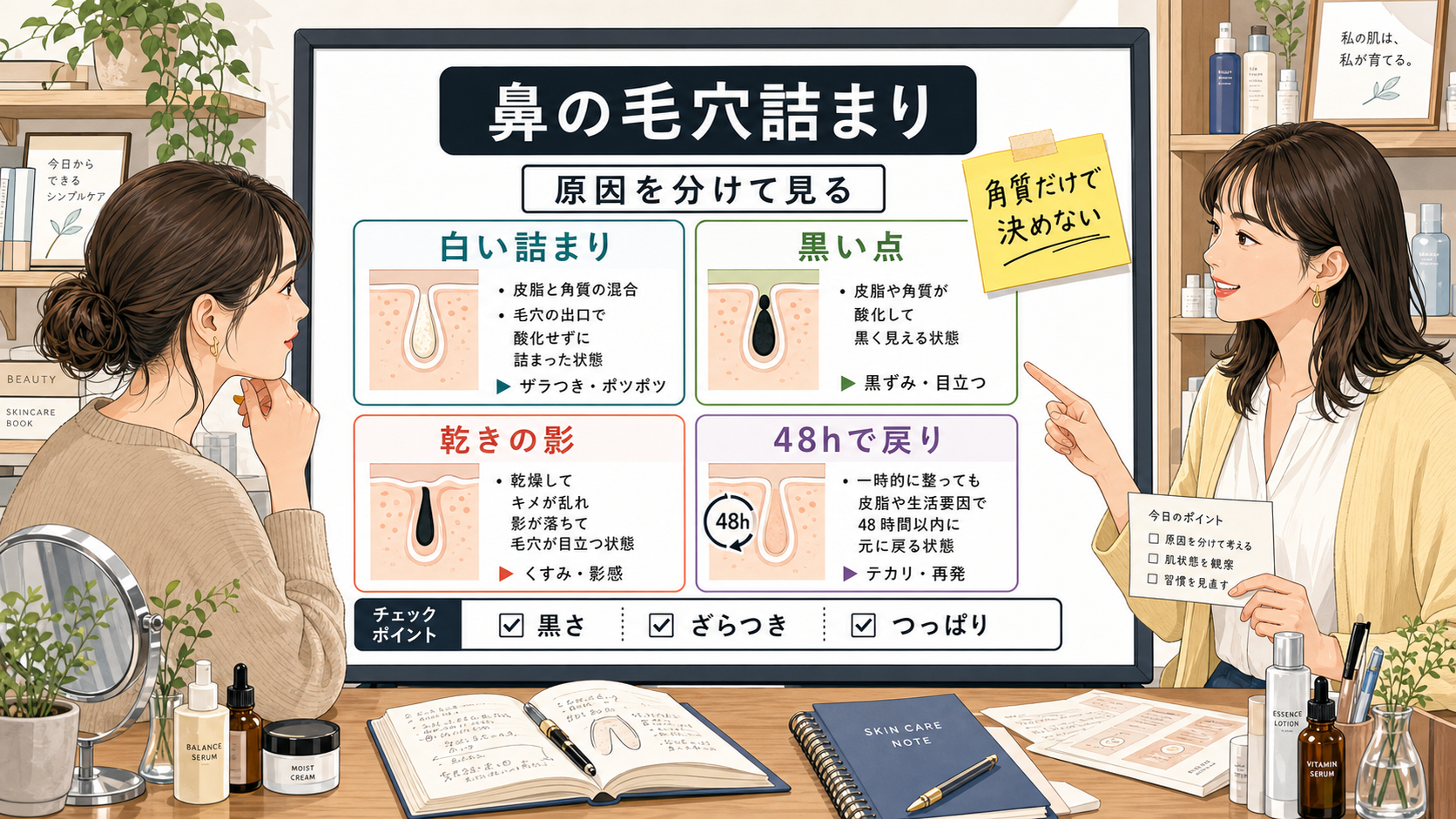 鼻の毛穴詰まりの原因を整理する相談ボード