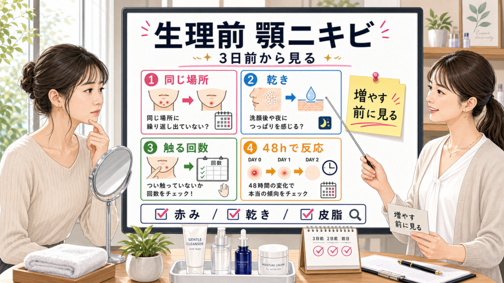 生理前の顎ニキビ対策を3日前から整理する相談ボード