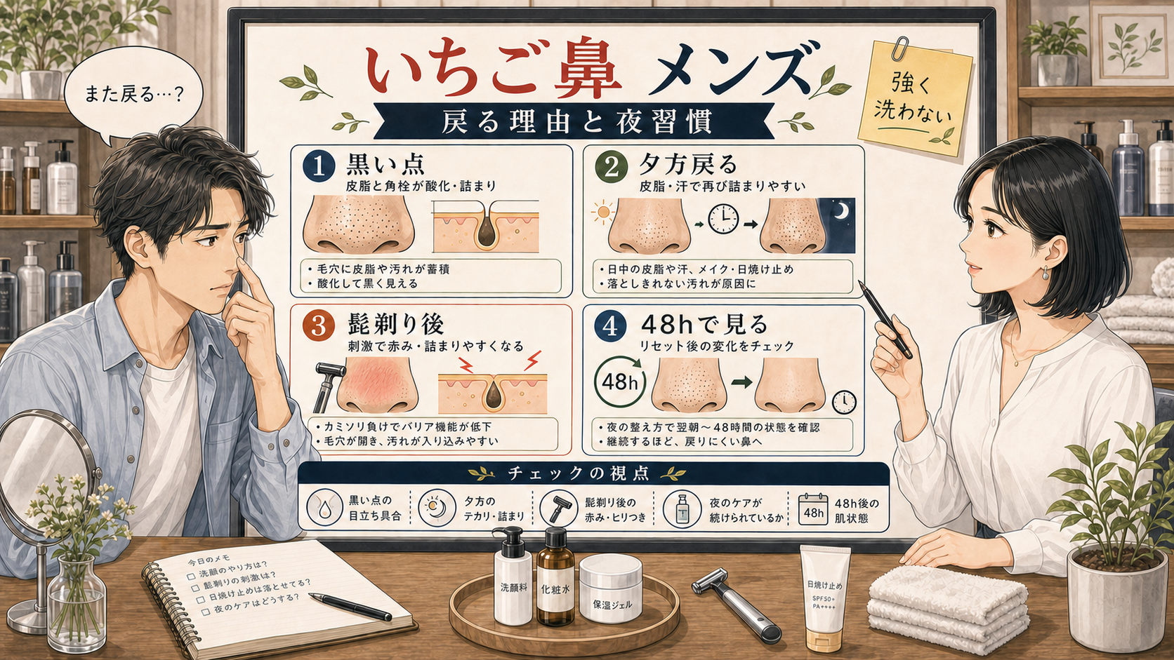 いちご鼻の治し方メンズ版の戻る理由と夜習慣を整理した1433基準のアイキャッチ