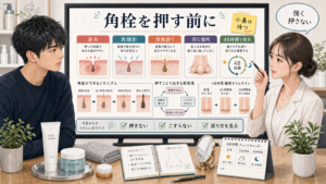 角栓を押し出す前の赤みと戻り方を整理する相談型アイキャッチ