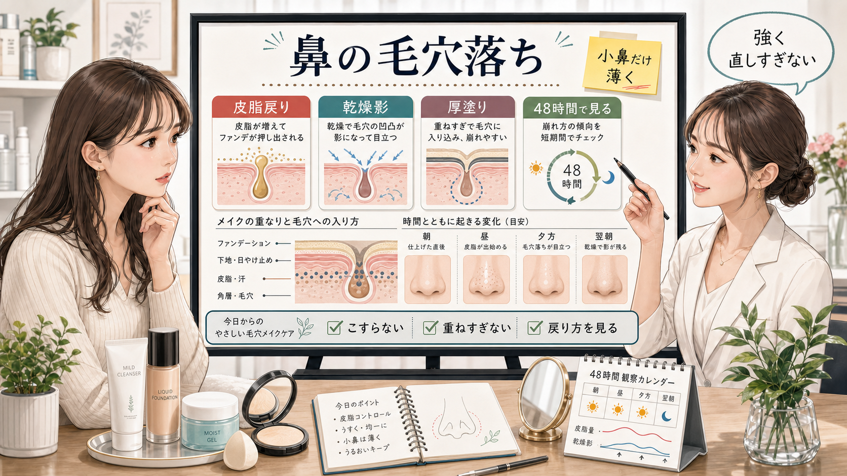鼻のファンデーション毛穴落ちと皮脂崩れを整理する相談型アイキャッチ
