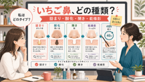 いちご鼻の種類を詰まり酸化開き乾燥影と48時間の戻りで見分ける図解