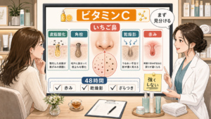 いちご鼻にビタミンCを使う前に皮脂酸化や乾燥影を見分ける相談ボード
