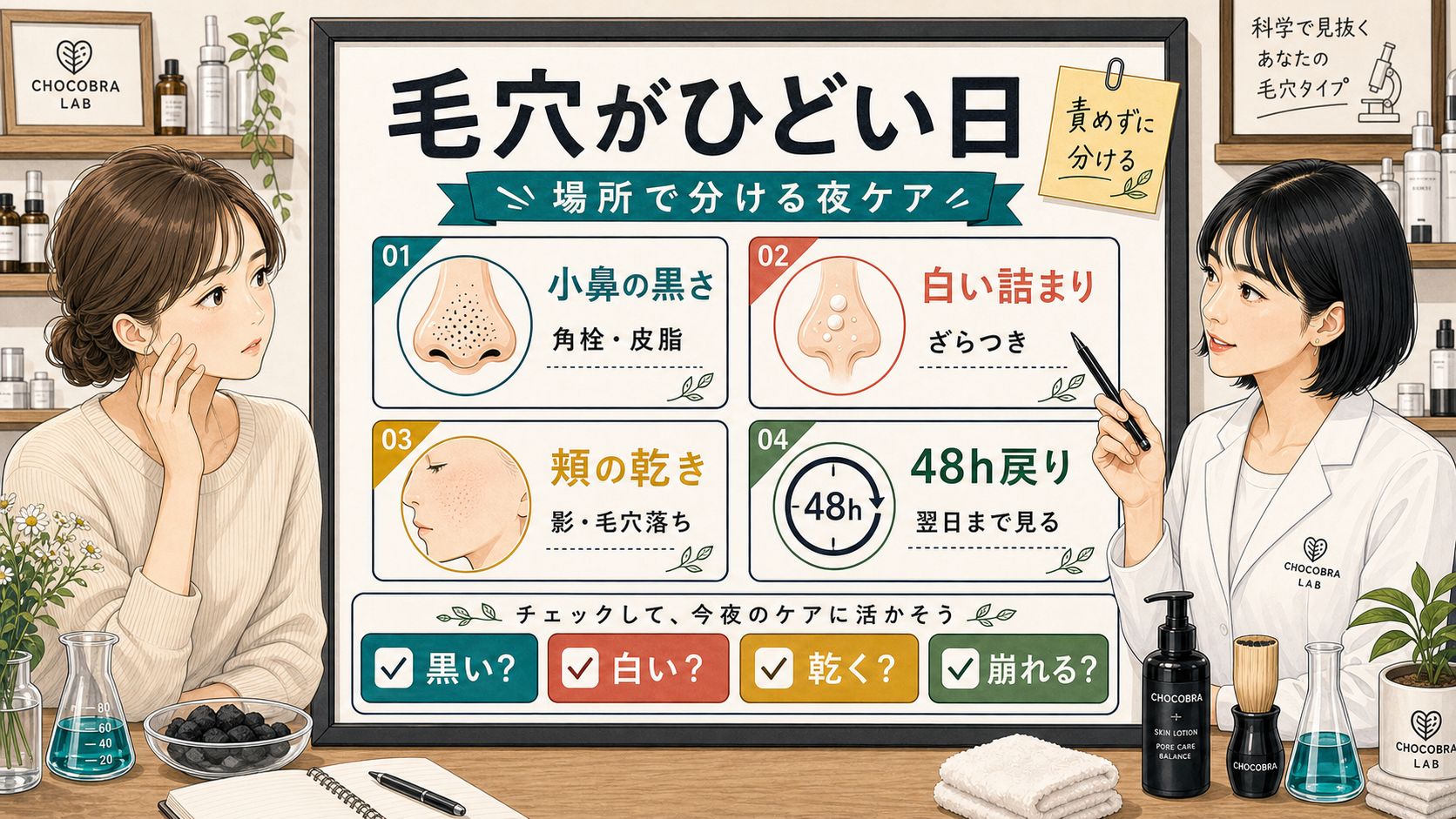 毛穴がひどいと感じる女性が小鼻と頑の見え方を分ける1433調相談ボード