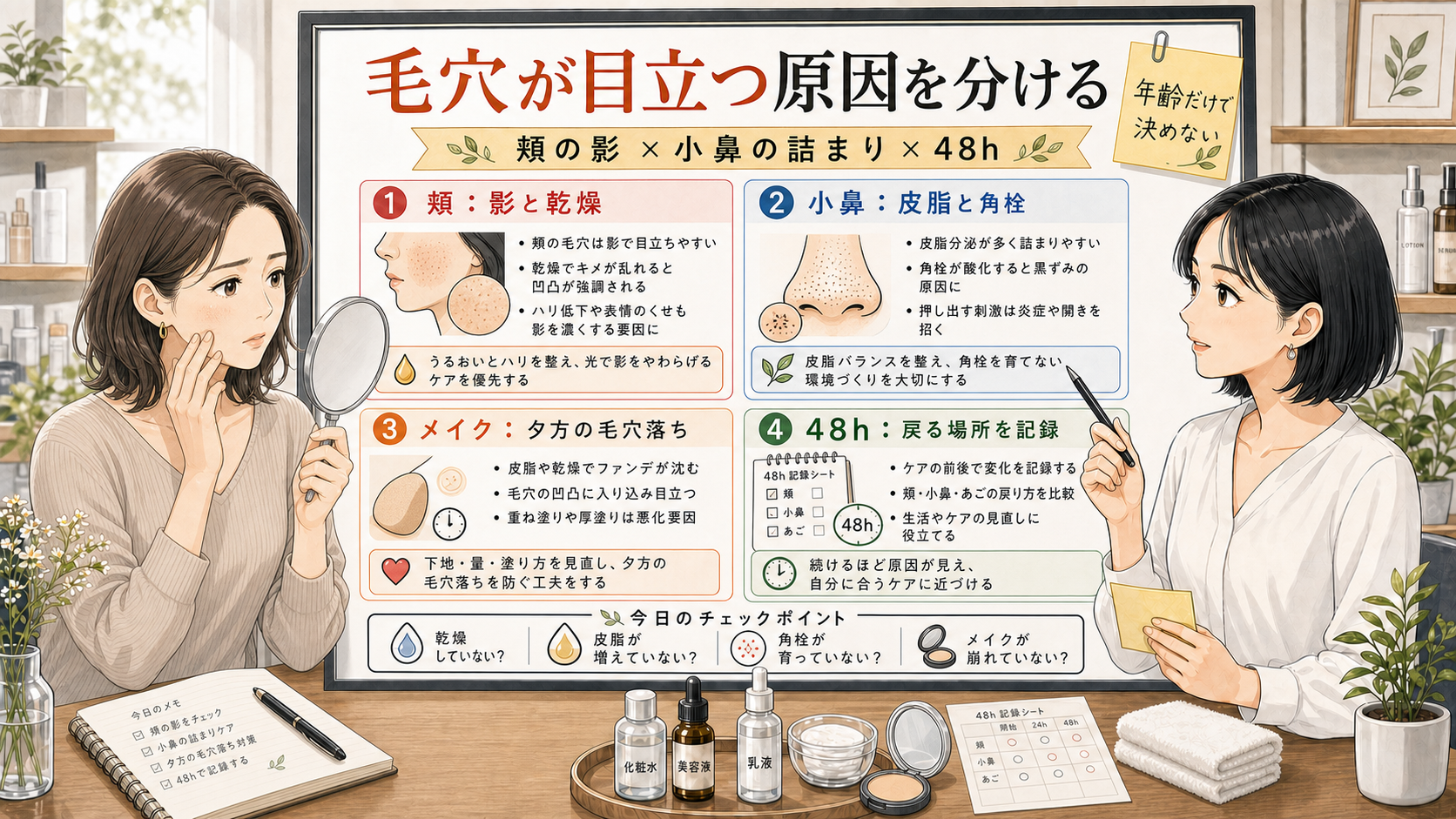 更年期に毛穴が目立つ日は原因を場所で分ける???????