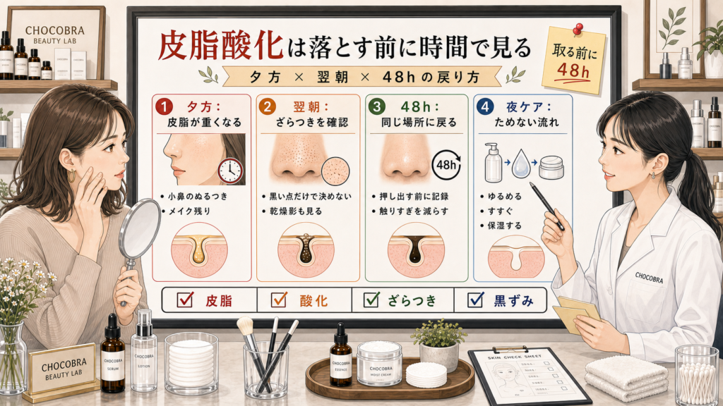酸化した皮脂は落とす前に48時間で見る毛穴ケア