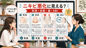 ヒアルロン酸でニキビ悪化に見える時の原因を乾燥、皮脂、量、赤み、48時間の観察で整理する相談ボード